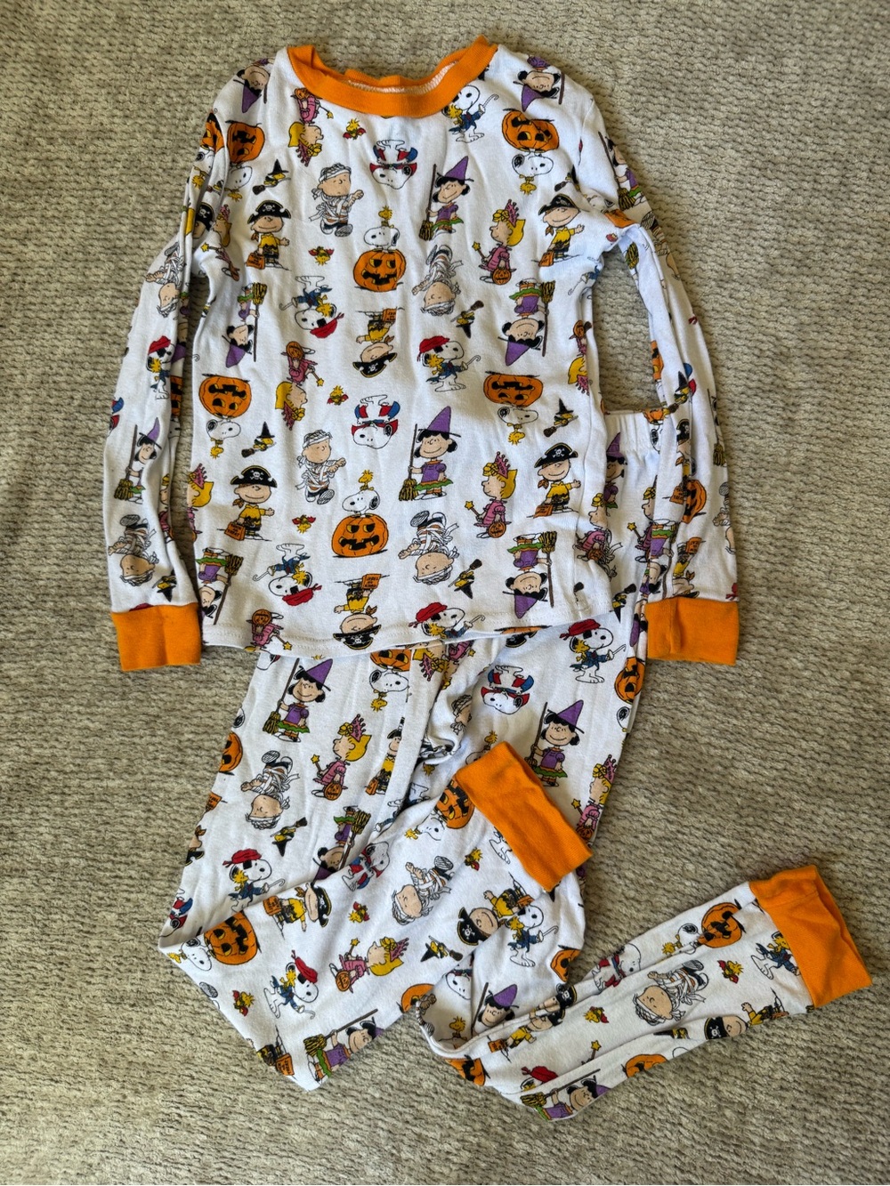 Peanuts Halloween Snoopy Charlie Brown Cotton Pajama Set Size 8